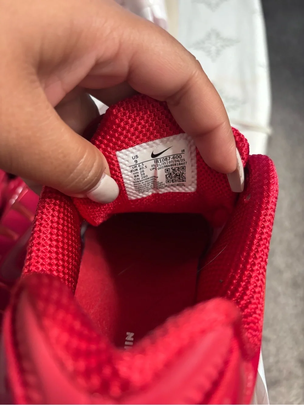 Nike Red and White Shoe Box with Swoosh Accent